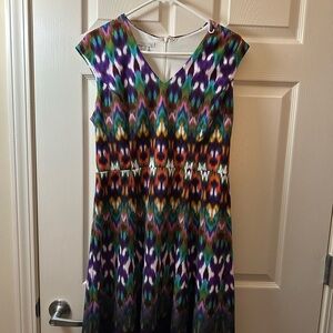 London Times Purple and Blue Patterned Midi Dress